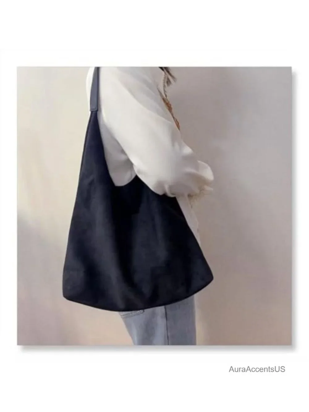 Suede Slouchy Hobo Shoulder Bag Single Strap Minimalist
